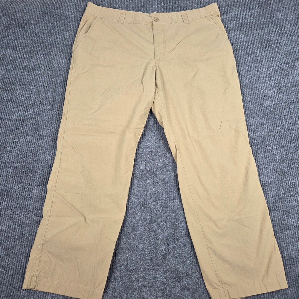 Columbia Mens Regular Fit Cotton Khaki Pants Tan 44x32 RN 69724 CA 05367